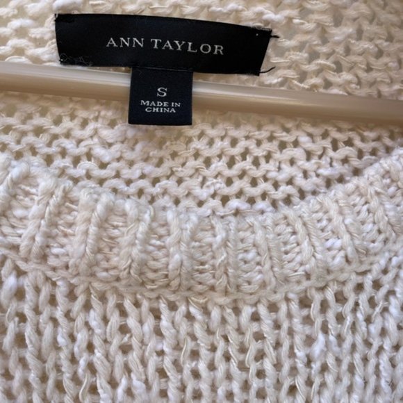 Ann Taylor Warm Toned Cream Marled Crew Neck Sweater Size S - Picture 3 of 7
